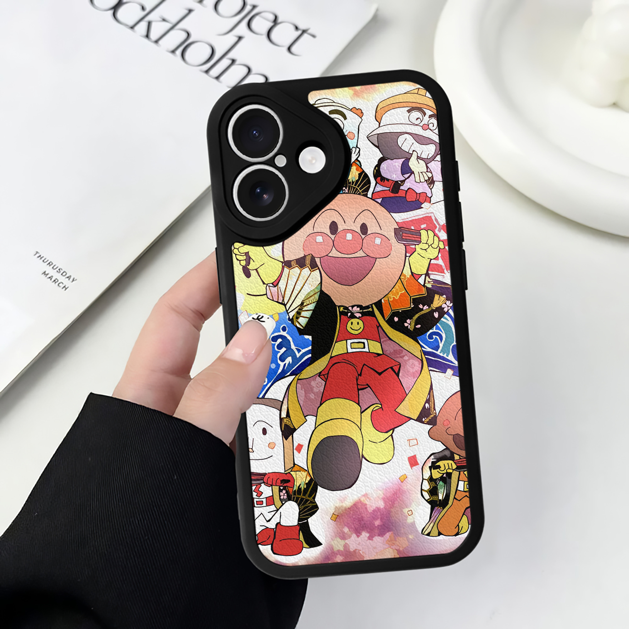 （画像用） アンパンマン Anpanman 【iPhone 16シリーズ対応】シリコンスマホケース（レザー調） 材質：シリコン